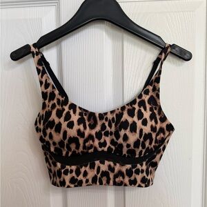 Victoria’s Secret Leopard Print Sports Bra 32C Lightly Lined Mesh Cutout Y2K